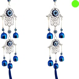Pack Of 2 WindChime Hamsa Hand Metal Evil Eye Wall Hangings Design May vary O36 Polyresin Windchime-image-52
