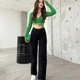 niffer fashion Women Loose Fit High Rise Black Jeans image 5