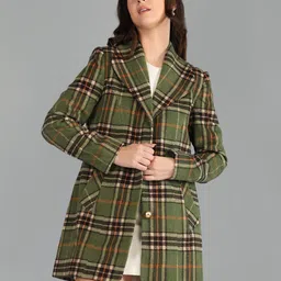 honnete 100 % Polyester Checkered Coat For Women image 4