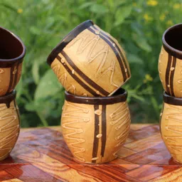 laghima jadon Pack of 6 Ceramic Kullads/Kulhad Coffee Tea/chai Cups Round Shape Handcraft Design Style cup 180ML image 5