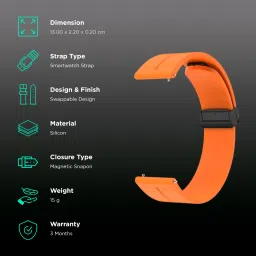 noise Silicon Magnetic Strap for Smartwatch (22mm) (Quick Release Pins, Orange) image 2