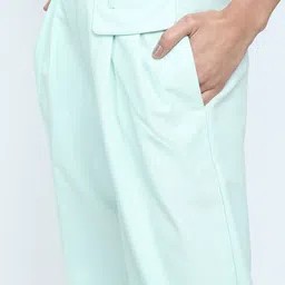 tokyo talkies Women Regular Fit Green Cotton Blend Trousers image 4