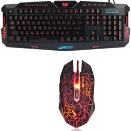 MFTEK Multicolor LED Backlit Wired Gaming Keyboard and Mouse with Unbreakable ABS Body, 3 Color Change, Black Gaming Accessory Kit-picture-27