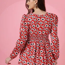 honky tonky Casual Puff Sleeves Floral Print Women Beige Top image 2