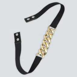 hapani fashion Women Casual Gold Fabric Reversible Belt image 4