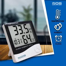 Bos Medicare Surgical HTC-1 Digital Room Temperature Thermometer with Hygrometer & Clock Temprature & Humidity Meter With Clock LCD Display for Indoor/Outdoor Room Thermometer image 5