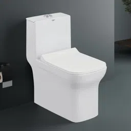 mahisre Premium Floor Mounted One Piece Water Closet Ceramic Western Toilet Seat/ Square European Commode With Soft Close Seat Cover For Lavatory, Toilet (SCOPE) Western Commode image 2
