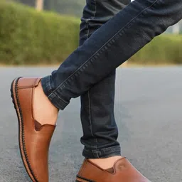 rising wolf Synthetic Leather Lightweight Slip On for Daily Use | Mild Waterproof Protection Slip On For Men image 4