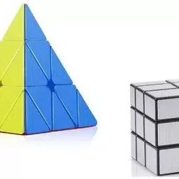 sr toys High Speed Stickerless Pyramid + Mirror Magic Silver Colors 3D Cube (pack-2 )-picture-23