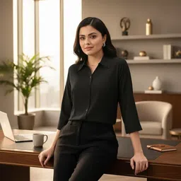 prieto Women Regular Fit Solid Button Down Collar Formal Shirt-picture-13