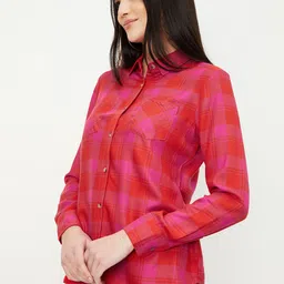 max Women Regular Fit Checkered Spread Collar Casual Shirt image 2