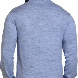 cavardi Men Solid Round Neck Light Blue Sweater image 2