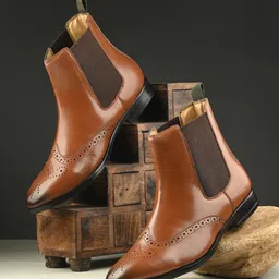 hirel's Premium Handmade Chelsea Brogue|Soft Cushioned Insole |Slip-Resistance Boots For Men-picture-38