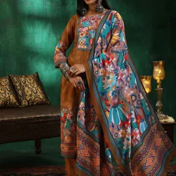 libas Women Linen Kurta Pant Dupatta Set image 5