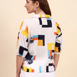 vairagee Women Regular Fit Color Block Lapel Collar Casual Shirt image 2