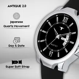 rustet Day & Date Analog Watch- For Boys Antique 2.0 Day & Date Softest Silicone Strap Analog image 3