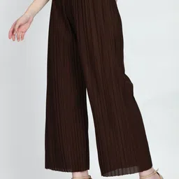 gladly Pack of 2 Women Regular Fit Brown, Black Lycra Blend Trousers image 3