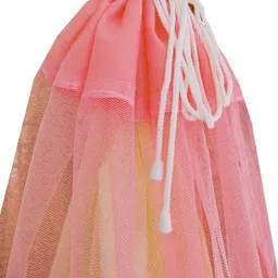 minikidz Cotton Kids Washable Fibre Kids Mosquito Net for Baby Cradle/Baby Jhula/Baby Swing with Zip Opening, White and Pink Mosquito Net Mosquito Net image 2