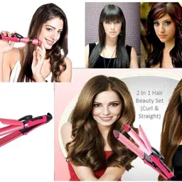 deltat 2 in 1 Hair Straightner and Curler (Pink/White) Hair Straightener (Pink) Hair Curler image 5