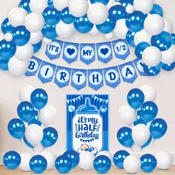 zyozi Half Birthday Combo party Decorations for Boys with Banner Balloons ,Paper Board-picture-20