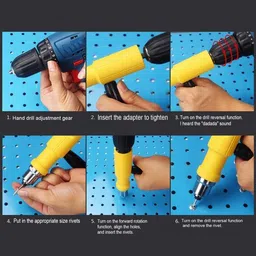 uptodatetools Electric Riveting Gun Adapter with 2.2/2.5/3.2mm Diameter Rivet Head and Handle Wrench for Electric Drill Heavy Duty Slow Hitting Rivet Gun image 5