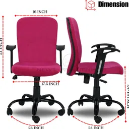 newturn Rainbow Zebra Velvet Rexine office revolving Fabric Office Adjustable Arm Chair image 3