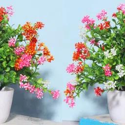 Multicolor Artificial Flower And Plant For Home Decor or Office Décor Also Plant Suitable For Table , Flower & Plant Specially Decor For Bed Room Decoration ( Pack of 2 , Multicolor ) Multicolor, Yellow, Green, Purple Rose, Cherry Artificial Flower with Pot-image-17