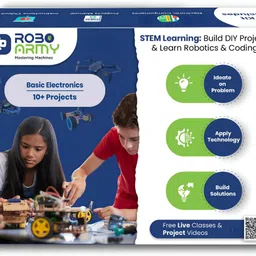 roboarmy Robotics Learning Kit for Class 4-5| 10+ DIY STEM Projects: Line Follower & More Educational Electronic Hobby Kit image 1