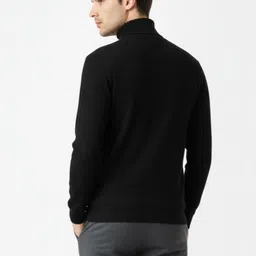parcel yard Men Solid Turtle Neck Black Sweater image 3