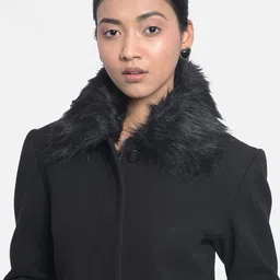 crimsoune club Wool Blend Self Design Coat For Women image 4