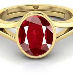 vishvma 7.25 Ratti Created Ruby Adjustable Ring for Men & Women (Red) Brass Ruby Brass Plated Ring image 2