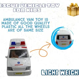 neoinsta shopping Medium size plastic pull back ambulance vehicle toy for kids (white) image 4