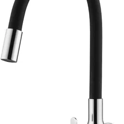 Brass Fusion Kitchen Sink Tap/Sink Cock Faucet With Black 360 Degree Flexible Silicon Swivel Spout & Foam Flow Pattern For Hot OR Cold Water With Wall Flange Pillar Tap Faucet-image-38