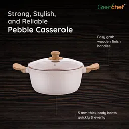 greenchef Pebble Aluminium Die Cast with glass lid 22CM Cook and Serve Casserole image 3