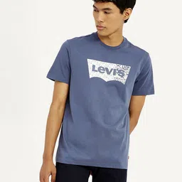 levi's Men Graphic Print Crew Neck Pure Cotton Blue T-Shirt-picture-39