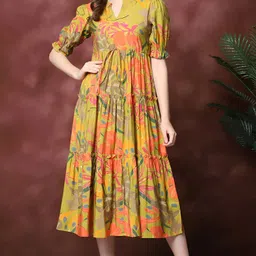 zwerlon Women A-line Multicolor Midi/Calf Length Dress-picture-24