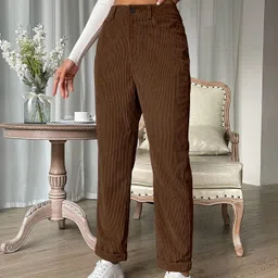 rajovati Women Slim Fit Brown Viscose Rayon Trousers image 1