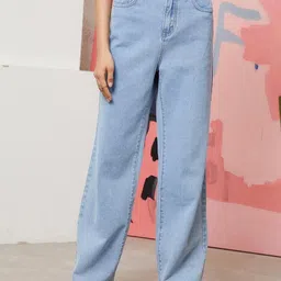 zayla Women Relaxed Fit Mid Rise Light Blue Jeans-picture-25