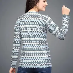 shree laxmi Women Printed Round Neck Wool Blend Multicolor T-Shirt image 2