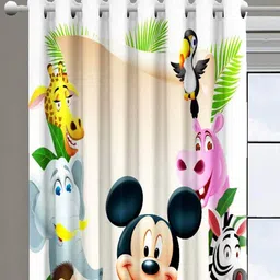 muren White Semisheer Polyester 7 Feet Eyelet Door Curtains image 2