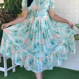 dweel fashion Women A-line Blue Midi/Calf Length Dress-picture-35