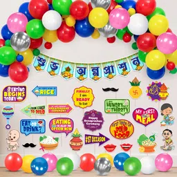 zyozi Annaprashan Banner with Photo Booth Props and Balloons-picture-23
