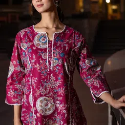 tabeedah Women Self Design Cotton Blend Pakistani Kurta-picture-22