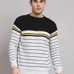 ewools Men Striped Round Neck Multicolor Sweater image 1