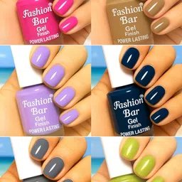 fashion bar Quick Dry Power Lasting six nail polish shades collection Set No.DF82 Multicolor-picture-19