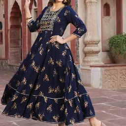 tvyozs Women Embroidered Viscose Rayon Anarkali Kurta image 3