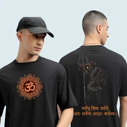 Men Printed Round Neck Cotton Blend Black T-Shirt-image-42