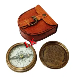 generic Robert Forest Poem Compass Brass Pocket Transit Compass - Robert Frost Poem Best Gift for Nautical Lovers Vintage Compass with Leather case Antique Compass image 3