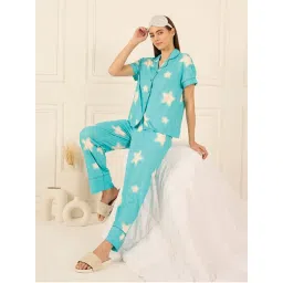 Sweet Dreams Blue Printed Shirt and Pyjama-image-4