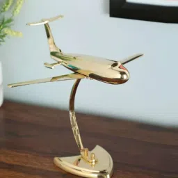 creator handicrafts Brass Antique Jet Plane On Stand image 1